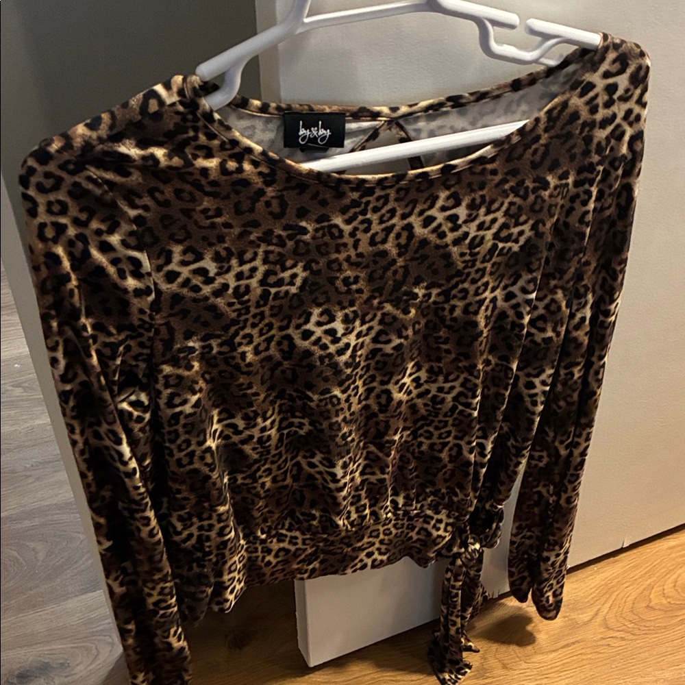 by & by Brown Leopard Long Sleeve Top